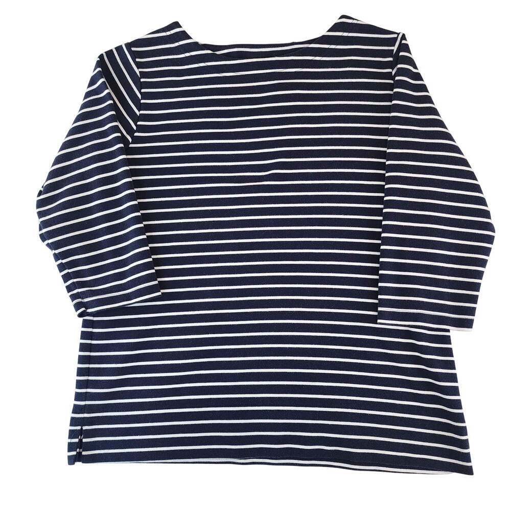 Catalina Shirt Womens Small Navy Blue Striped Boat Neck 3/4 Sleeve Basic Top